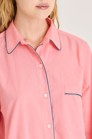 Ultra-Light Cotton Button Down Nightshirt - Coral Peach