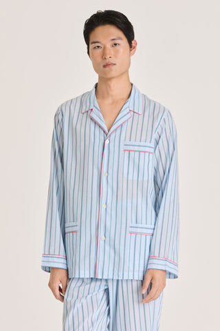 Ultra-Light Cotton Pajama Set - Pinstriped - Pastel Blue