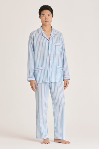Ultra-Light Cotton Pajama Set - Pinstriped - Pastel Blue