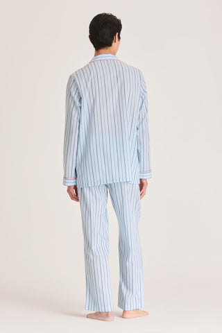 Ultra-Light Cotton Pajama Set - Pinstriped - Pastel Blue