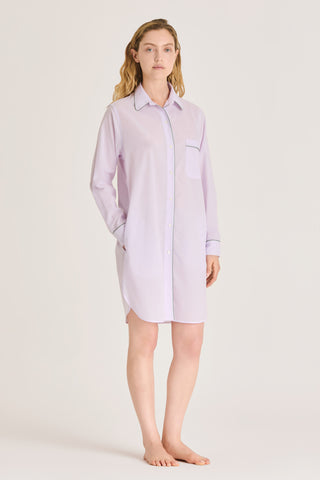 Ultra-Light Cotton Button Down Nightshirt - Lilac
