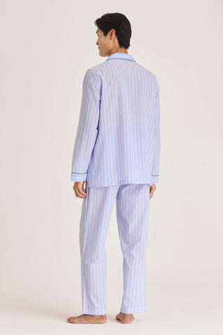 Ultra-Light Cotton Pajama Set - Striped - Sky Blue and Pink