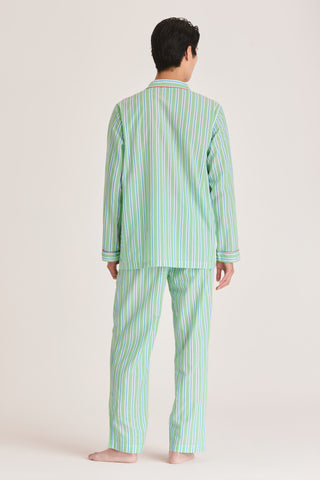 Ultra-Light Cotton Pajama Set - Striped - Kelly Green