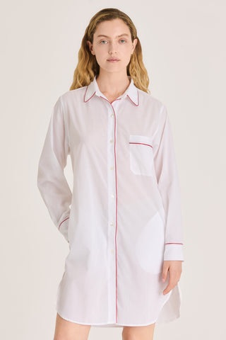 Ultra-Light Cotton Button Down Nightshirt - Pure White