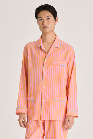 Ultra-Light Cotton Pajama Set - Striped - Coral and Pink