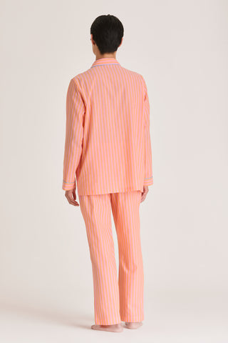 Ultra-Light Cotton Pajama Set - Striped - Coral and Pink