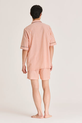 Ultra-Light Cotton Short Pajama Set - Striped - Apricot and Pink