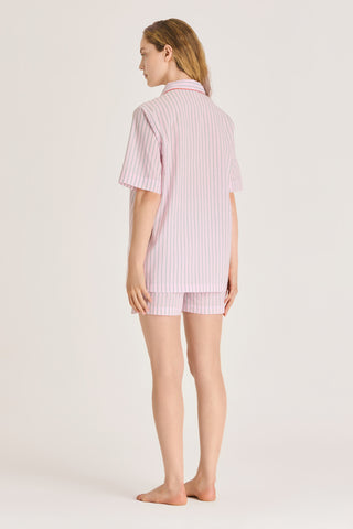 Ultra-Light Cotton Short Pajama Set - Striped - Dusty Rose and Green