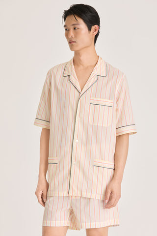 Ultra-Light Cotton Short Pajama Set - Striped - Baby Yellow