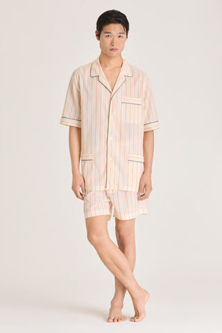 Ultra-Light Cotton Short Pajama Set - Striped - Baby Yellow
