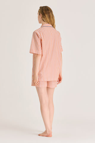 Ultra-Light Cotton Short Pajama Set - Striped - Peach and Rose