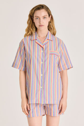 Fine Cotton Short Pajama Set - Striped - Multicolor