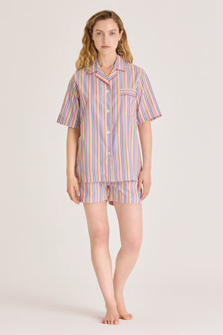 Fine Cotton Short Pajama Set - Striped - Multicolor