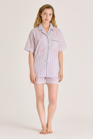 Ultra-Light Cotton Short Pajama Set - Striped - Multicolor