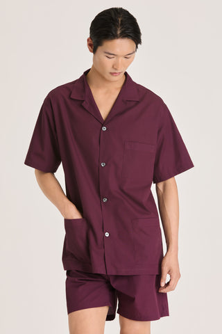 Cotton Short Pajama Set - Burgundy