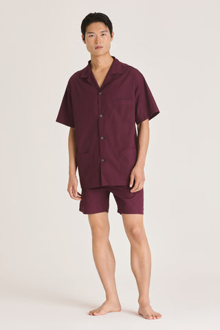 Cotton Short Pajama Set - Burgundy
