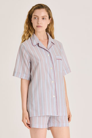 Ultra-Light Cotton Short Pajama Set - Pinstriped - Quiet Gray