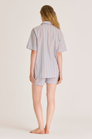 Ultra-Light Cotton Short Pajama Set - Pinstriped - Quiet Gray