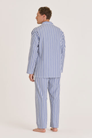 Cotton Pajama Set - Striped - Navy Blue