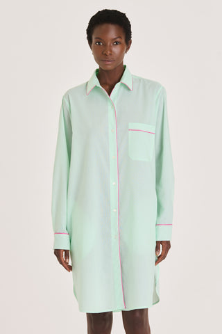 Ultra-Light Cotton Button Down Nightshirt - Mint