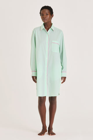 Ultra-Light Cotton Button Down Nightshirt - Mint