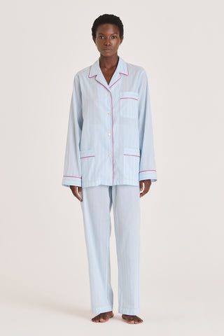 Ultra-Light Cotton Pajama Set - Striped - Mint and Sky