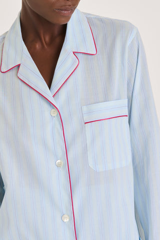 Ultra-Light Cotton Pajama Set - Striped - Mint and Sky