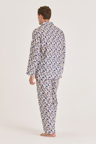 Cotton Pajama Set - Geometric Print - Navy and Sand