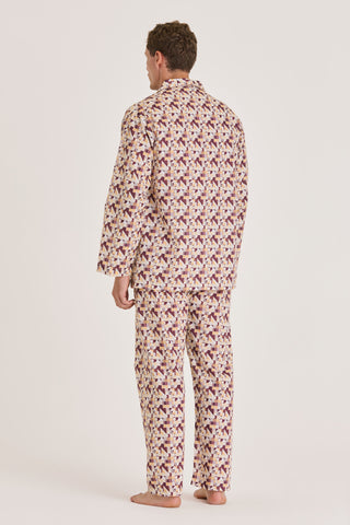 Cotton Pajama Set - Geometric Print - Burgundy and Honey