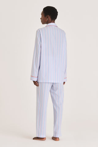 Ultra-Light Cotton Short Pajama Set - Striped - Sky and Rose