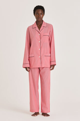 Ultra-Light Cotton Pajama Set - Pinstriped - Watermelon