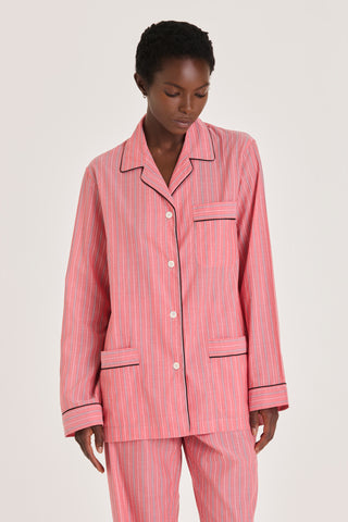 Ultra-Light Cotton Pajama Set - Pinstriped - Watermelon