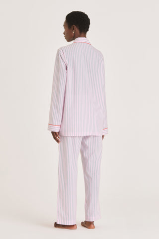 Ultra-Light Cotton Pajama Set - Pinstriped - Dusty Rose and Green