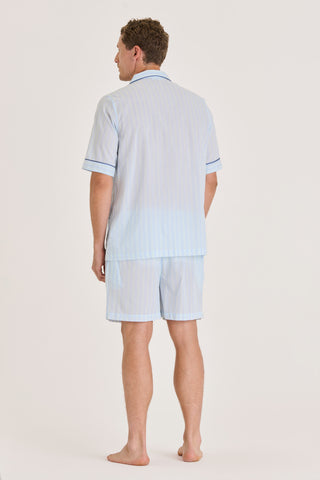 Ultra-Light Cotton Short Pajama Set - Striped - Mint and Sky