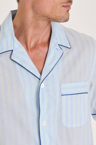 Ultra-Light Cotton Short Pajama Set - Striped - Mint and Sky