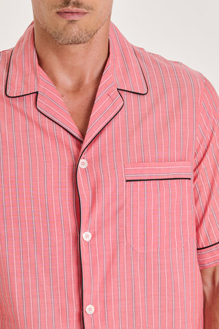 Ultra-Light Cotton Short Pajama Set - Pinstriped - Watermelon