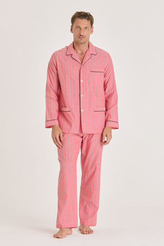 Ultra-Light Cotton Pajama Set - Pinstriped - Watermelon