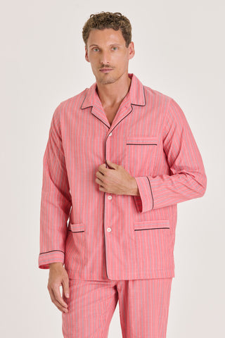 Ultra-Light Cotton Pajama Set - Pinstriped - Watermelon