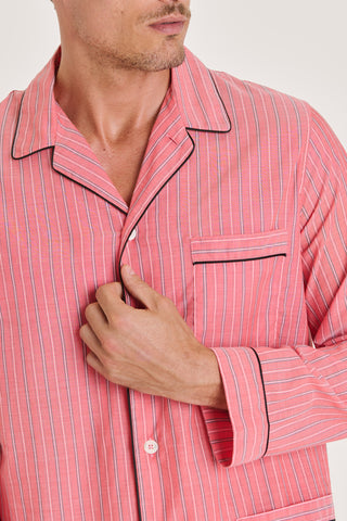 Ultra-Light Cotton Pajama Set - Pinstriped - Watermelon