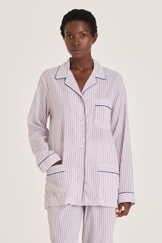 Ultra-Light Cotton Pajama Set - Striped - Raspberry Red