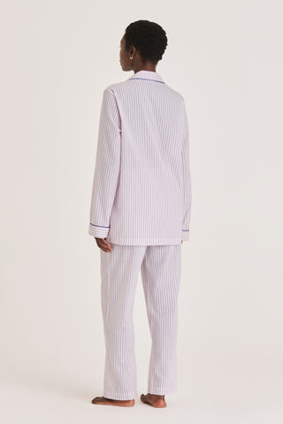 Ultra-Light Cotton Pajama Set - Striped - Raspberry Red