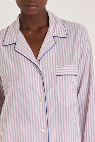 Ultra-Light Cotton Pajama Set - Striped - Raspberry Red