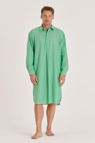 Ultra-Light Cotton Classic Collar Nightshirt - Apple Green