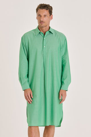 Ultra-Light Cotton Classic Collar Nightshirt - Apple Green