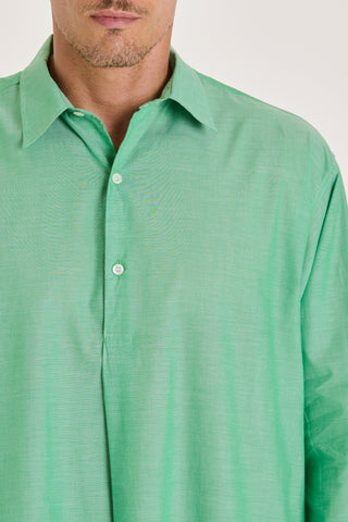 Ultra-Light Cotton Classic Collar Nightshirt - Apple Green