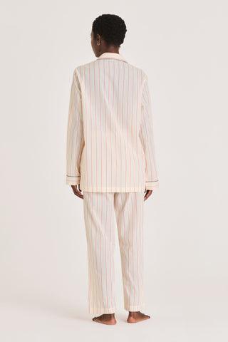 Ultra-Light Cotton Short Pajama Set - Striped - Baby Yellow and Peach