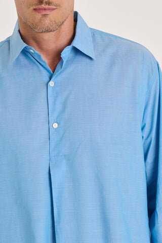 Ultra-Light Cotton Classic Collar Nightshirt - Azure
