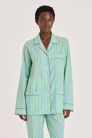 Ultra-Light Cotton Pajama Set - Striped - Kelly Green