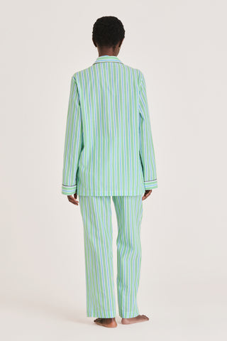Ultra-Light Cotton Pajama Set - Striped - Kelly Green