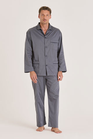 Cotton Twill Pajama Set - Charcoal Gray